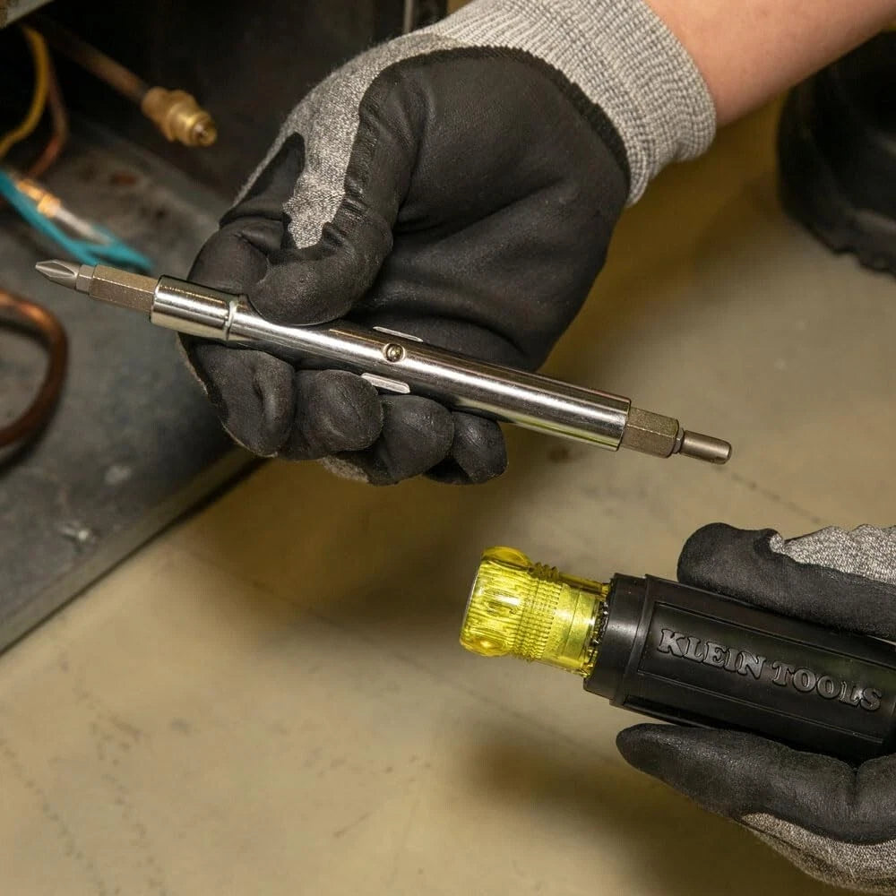 Versatile 11-in-1 Screwdriver/Nut Driver with Schrader Valve Bit—HVAC Essential