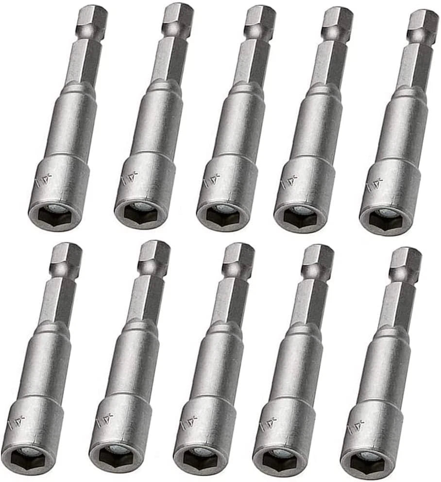 10pcs Power Nut Driver Set 1/4” Hex Shank Magnetic Quick Change Socket Nut Im...