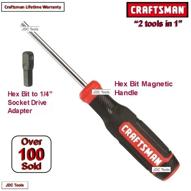 Craftsman Magnetic Driver Handle 1/4" Screwdriver / Nut Driver Bit Tool
