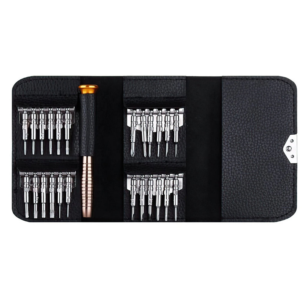 25 in 1 Screwdriver Set Precision Repair Mini Tool Kits with Black Leather Bag