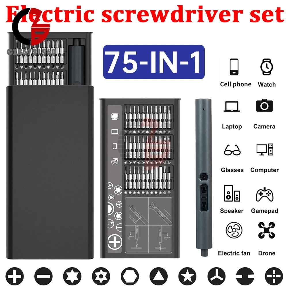 75in1 Mini Electric Screwdriver Magnetic Rechargeable Precision Screwdriver Set