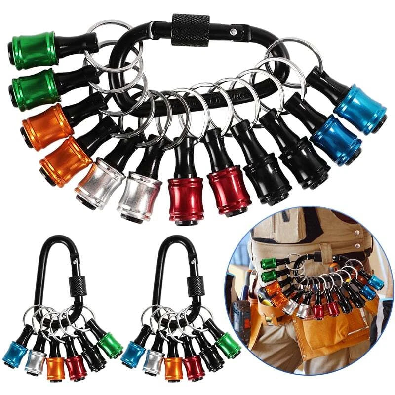 14PCS 1/4" Hex Shank Screwdriver Bit Holder Keychain Extension Bar Quick Release