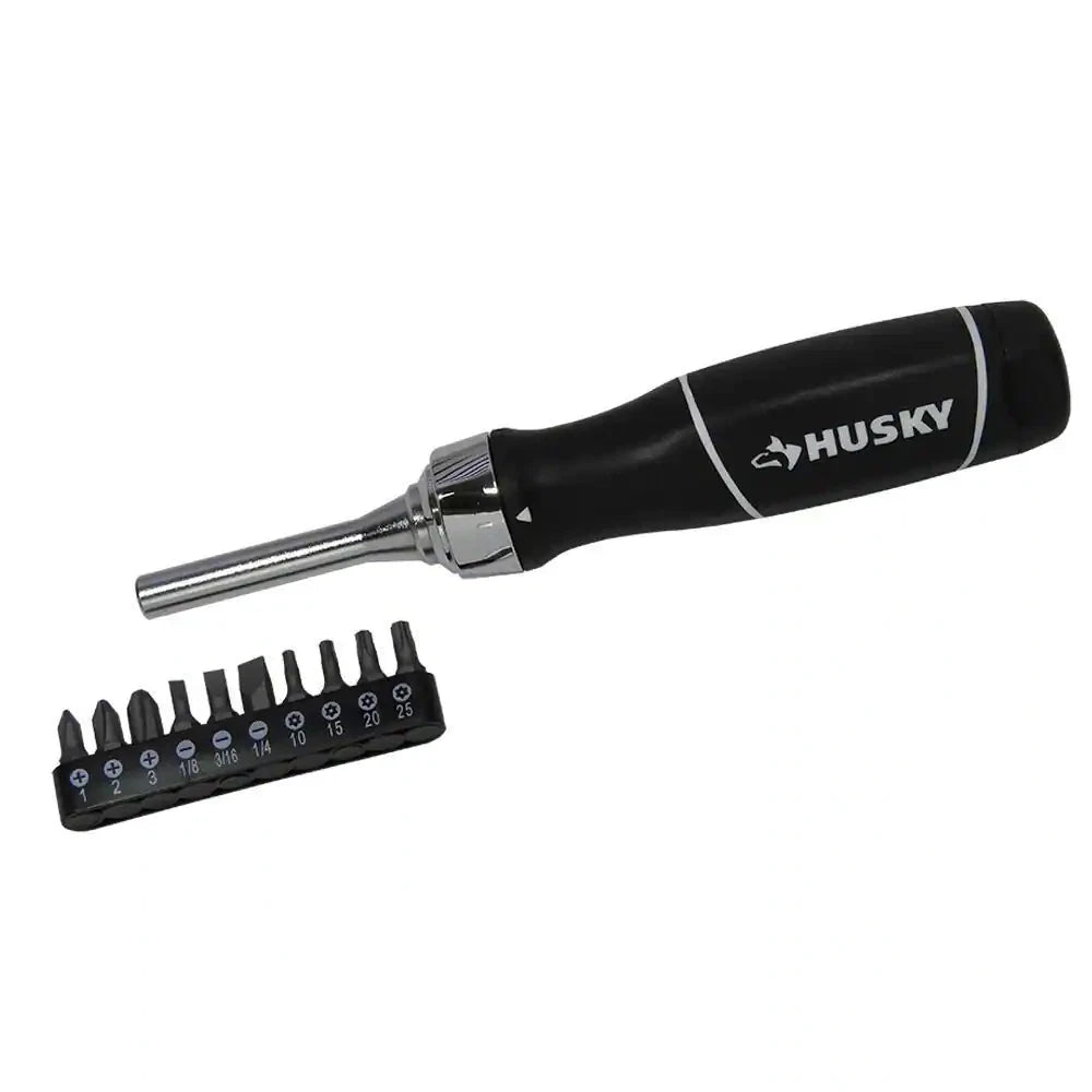 Husky Ratcheting Screwdriver Set Ratchet Driver Combination Hand Tool 10 Piece