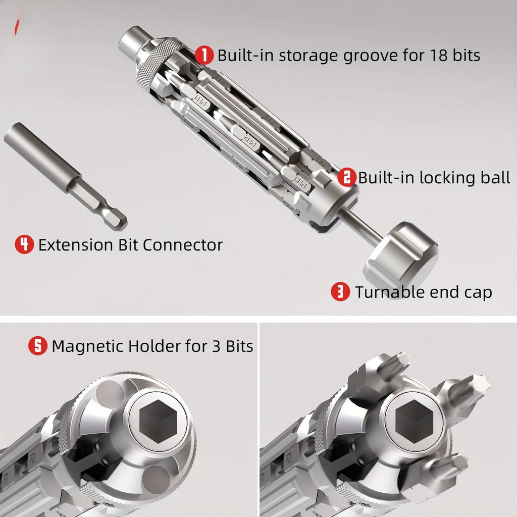 Multi-Function Screwdriver Set with Magnetic Hex Drill Bit Portable Repair Tool