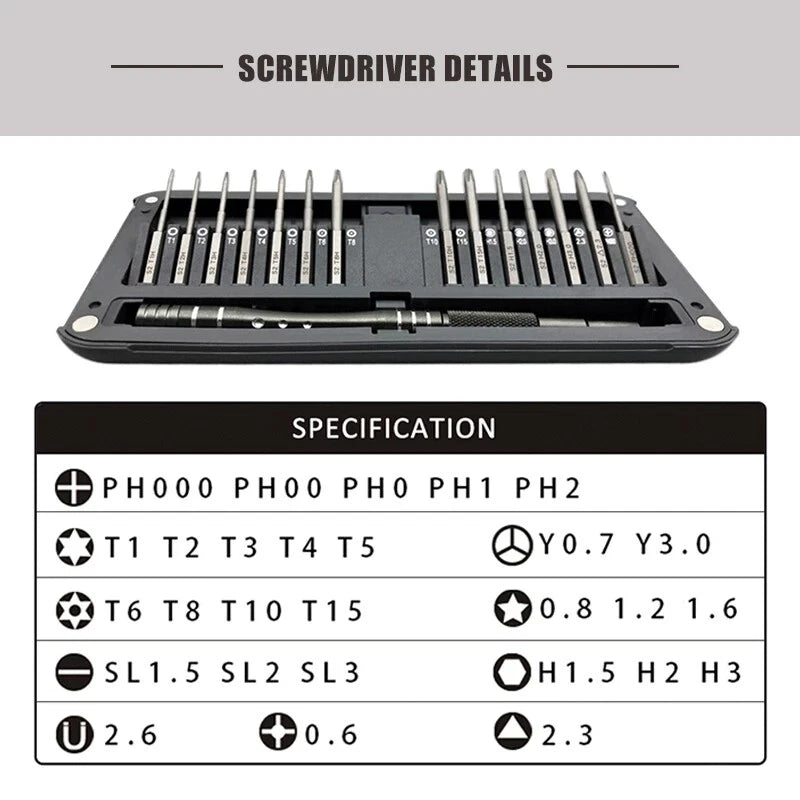 30 In 1 Screwdriver Set Magnetic Torx Hexagon Screwdriver Bits For Repair Tools