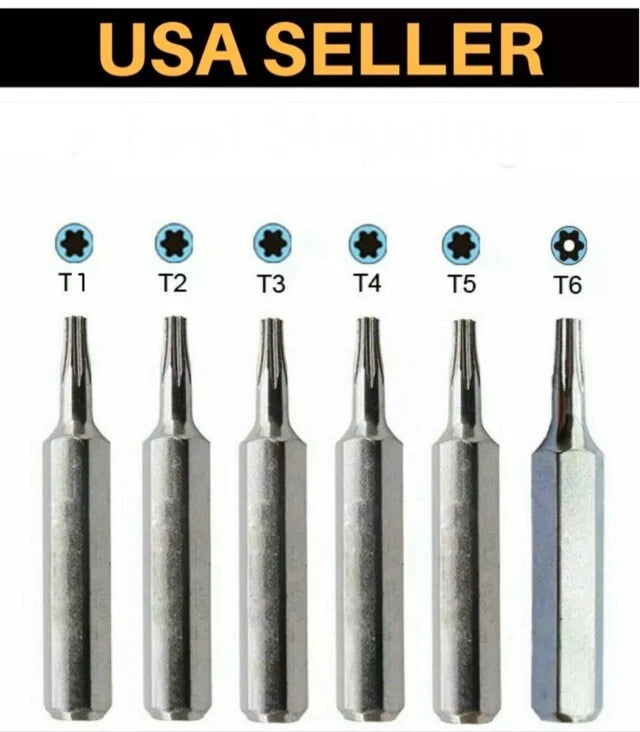 Micro Torx Driver Bits Set T1,T2,T3,T4,T5,TR6 (T6H Security) Torque Star Repair