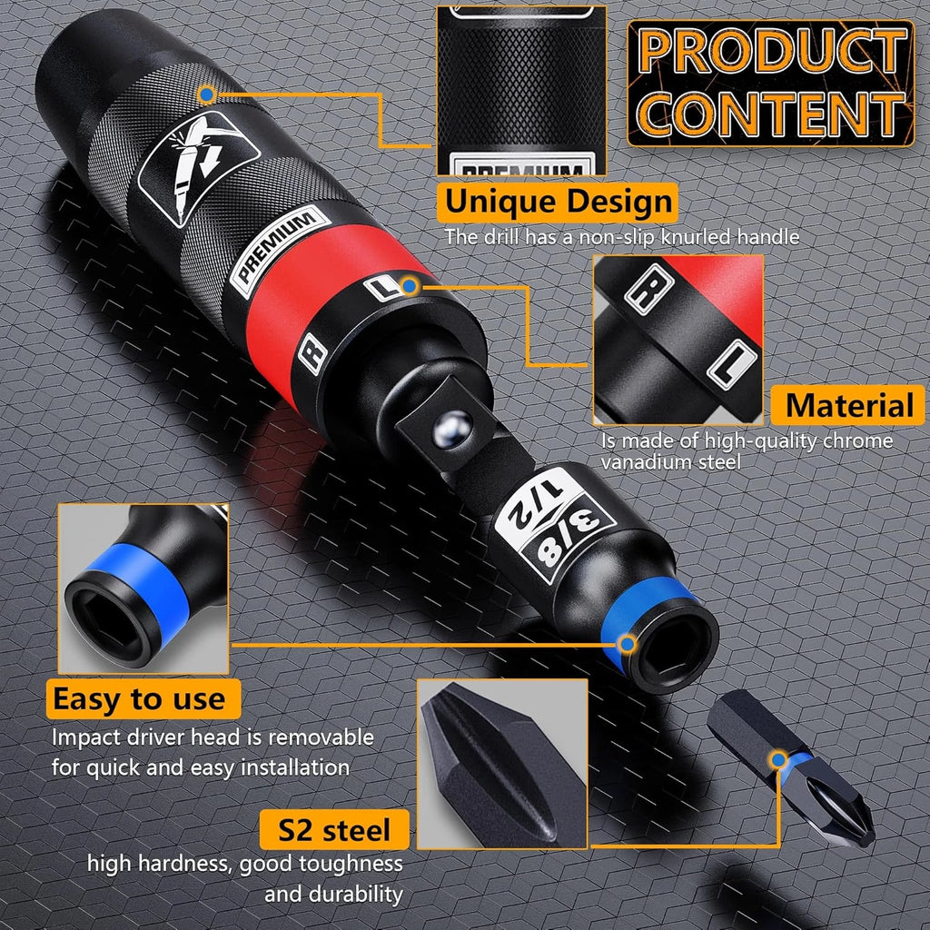 1/2" Hand Impact Screwdriver Set, 13 PCS Manual Reversible Impact Driver Kit, S2