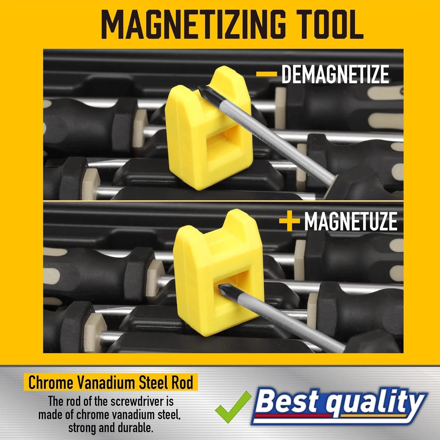 Magnetic Screwdrivers Set with Case, Amartisan 72-piece Includs Yellow