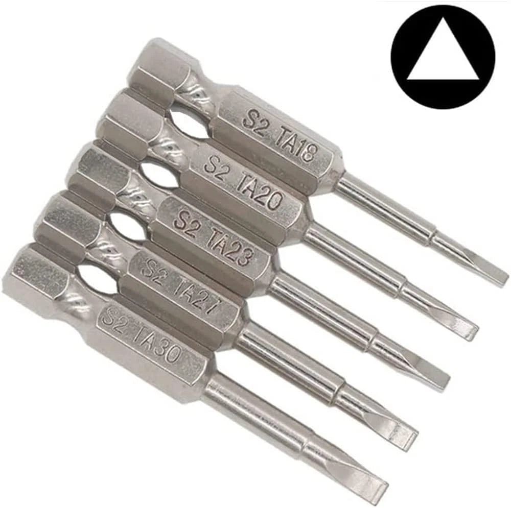 5 Pieces Magnetic Triangle Screwdriver Bits Set, 1/4 Inch Hex 1.8/2.0/2.3/2.7/3.