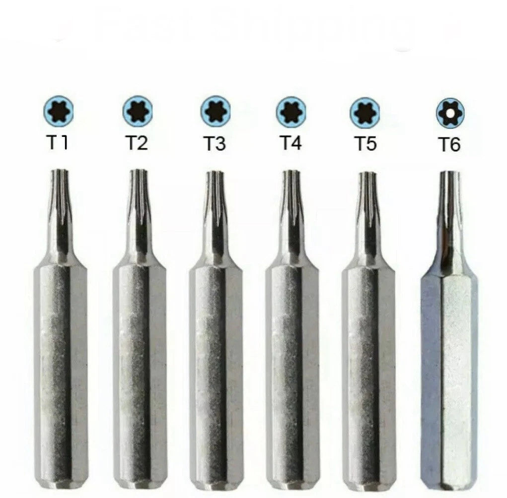 Micro Torx Driver Bits Set T1,T2,T3,T4,T5,TR6 (T6H Security) Torque Star Repair