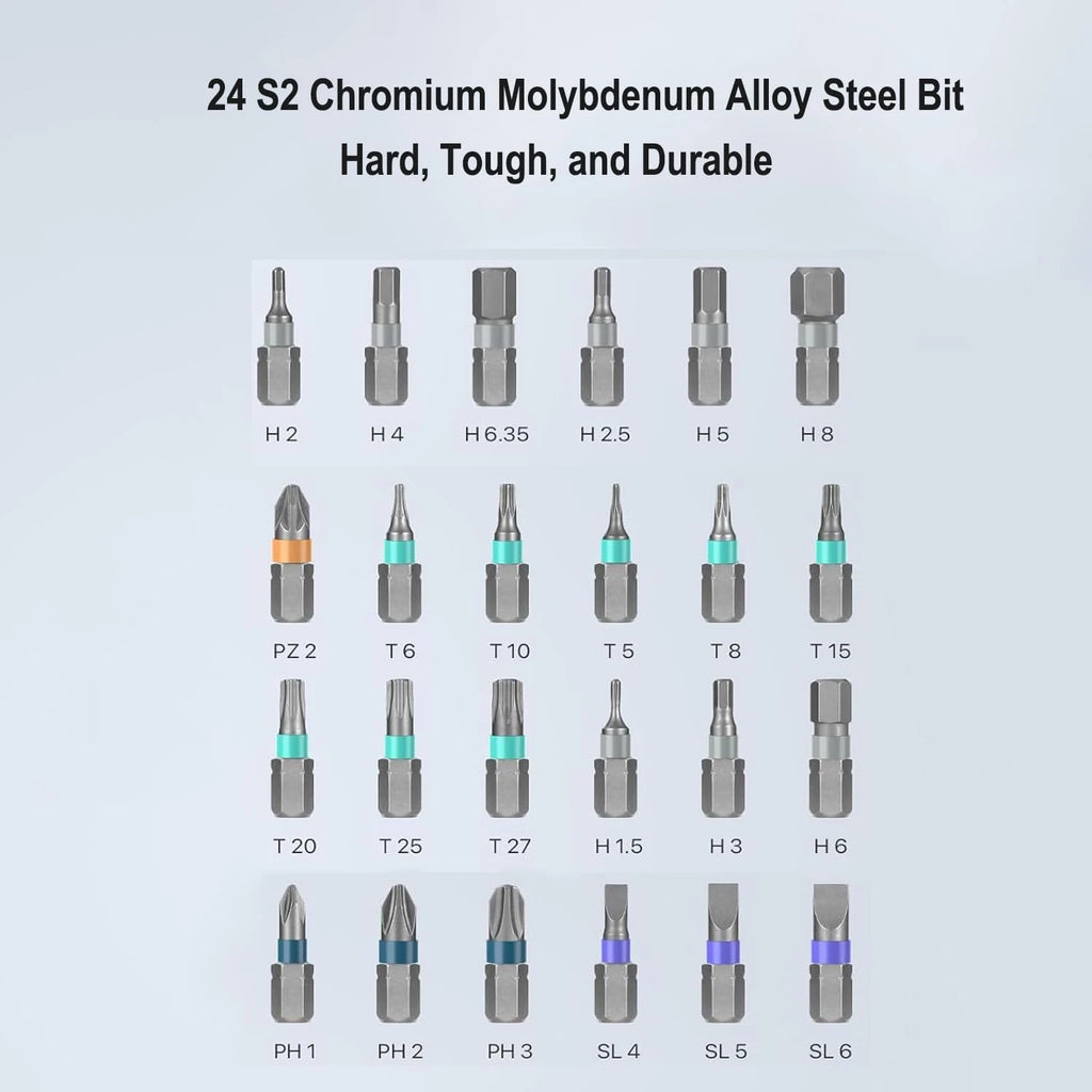 24-In-1 Ratchet Screwdriver Set Magnetic Precision Bits with Detachable Handle