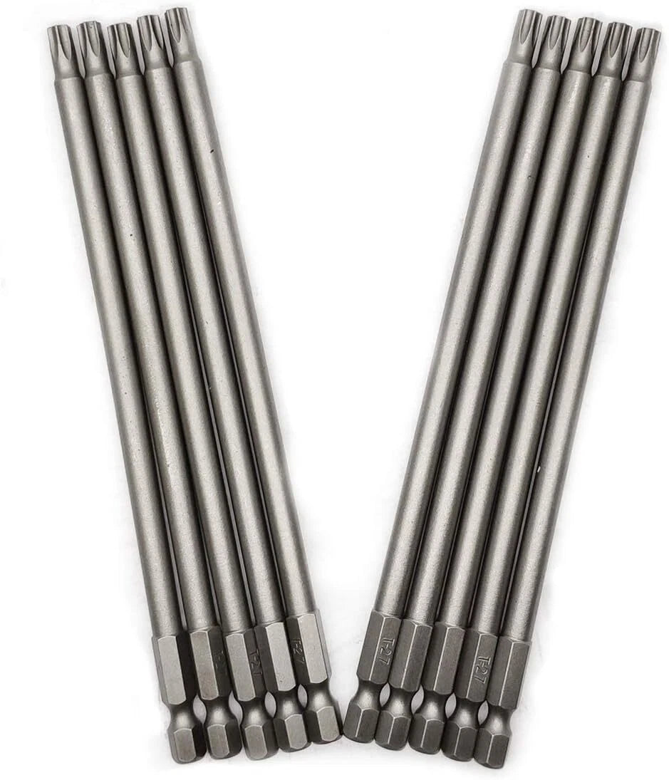 10PCS 6"/150mm T27 Torx Head Screwdriver Bit Set, 1/4 Inch T27, 150mm/6inch