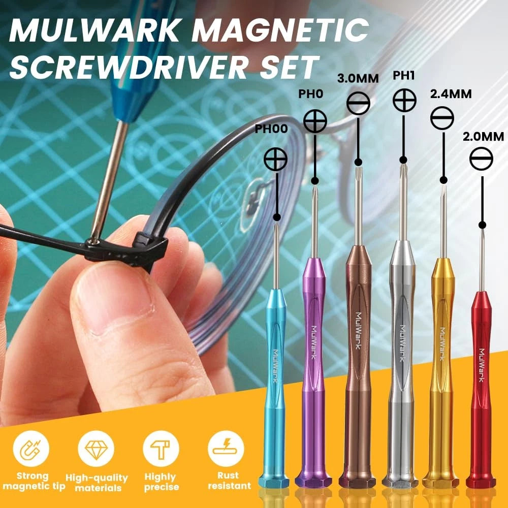 Small Screwdriver Set, 6pcs Magnetic Mini Screwdriver Set, Micro Precision Fl...