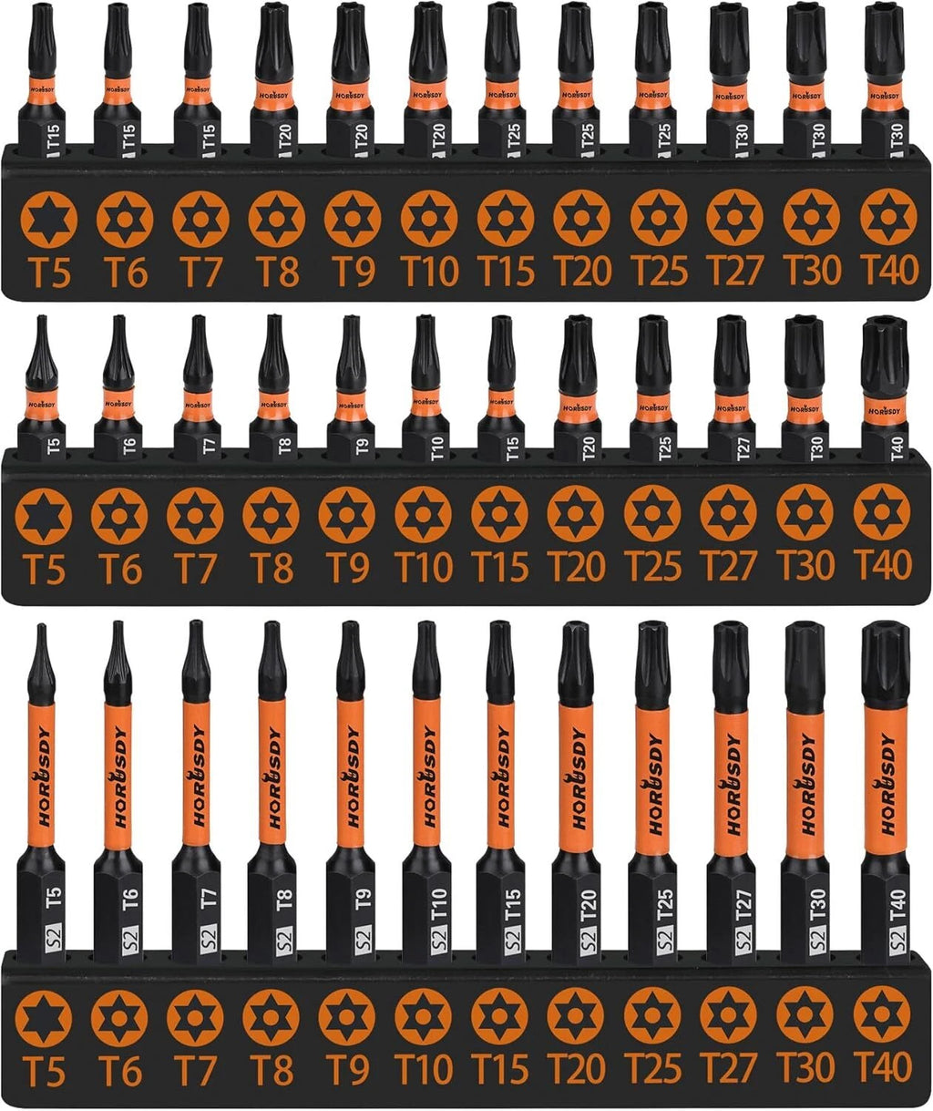 12pc Torx Bit Set Security Tamper Proof T5-T40 Star Bit Set for Impact w Box