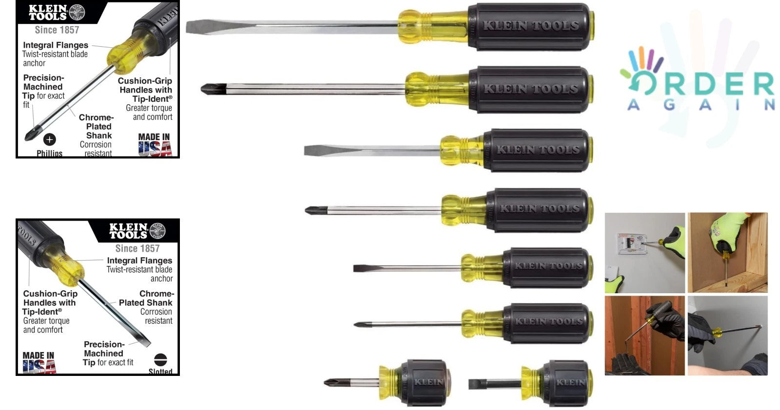 Screwdriver Set All-Purpose 8-Piece with Cushion Grip Professional Tools