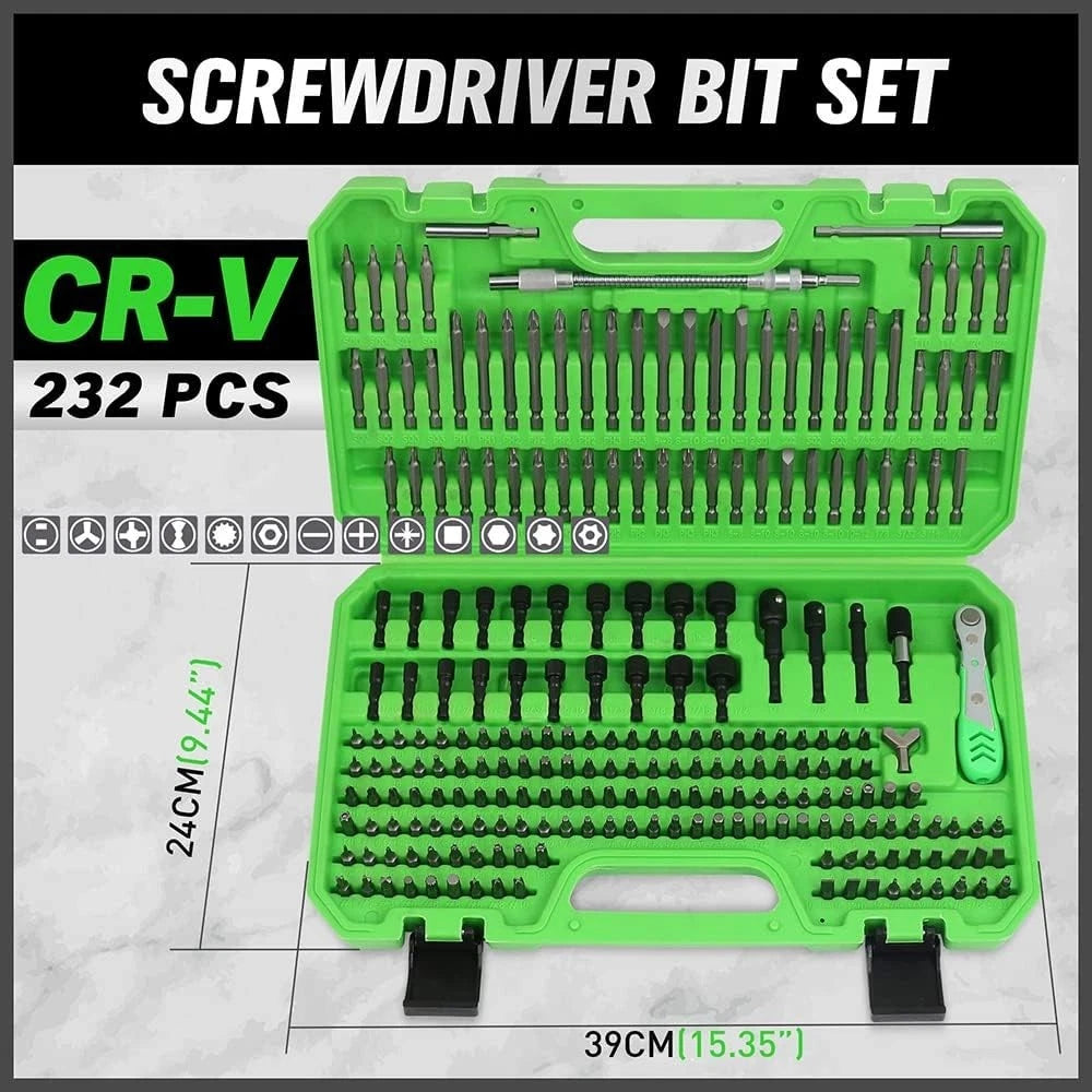 Professional Quality Chrome Vanadium Screwdriver Set - 232 Pieces for Every Task
