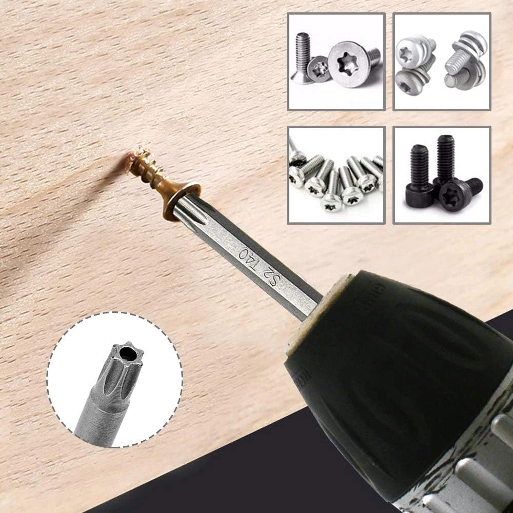 Mesee 8Pcs Long Torx Screwdriver Bit Set, 1/4 Inch Hex Shank T8-T40 Security S2