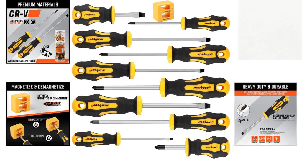 11-Piece Magnetic Screwdriver Set - Corrosion-Resistant with Storage Box