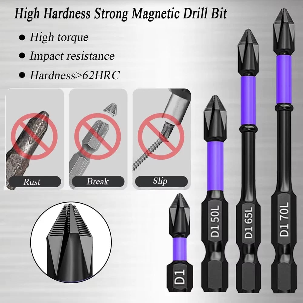 6/12Pcs Magnetic Phillips Bits Non-Slip Hex Shank for Power Tools Driver UK