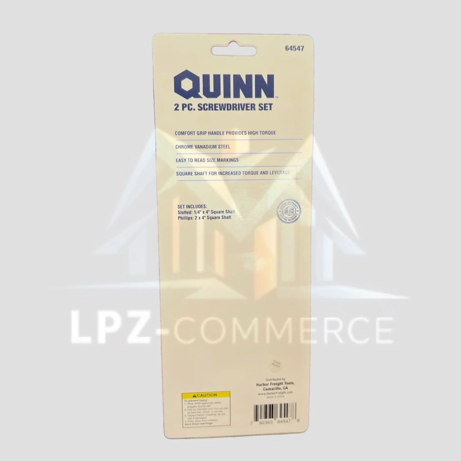 Quinn 2pc Screwdriver Set.Magnetc Tips/Comfort Grip