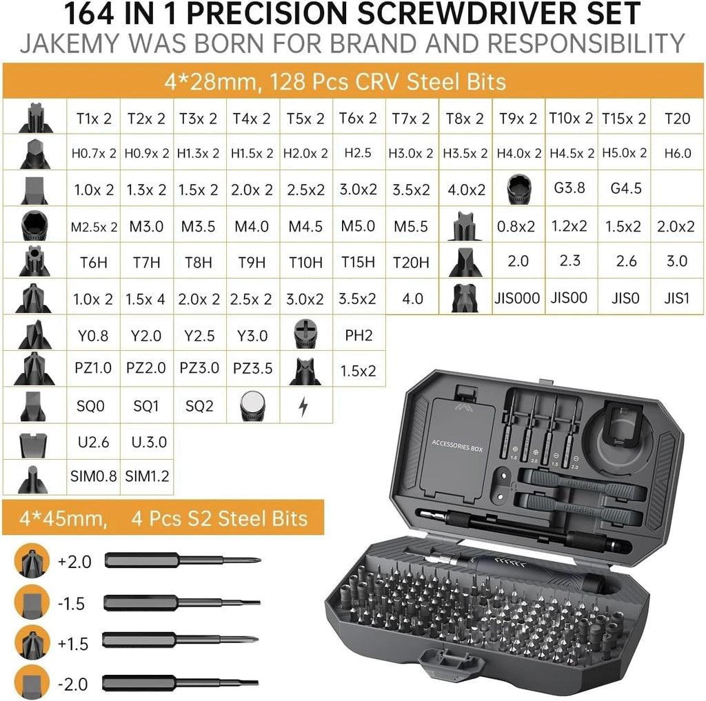 Professional Laptop and Mobile Repair Toolkit - 164pcs Precision Screwdrivers