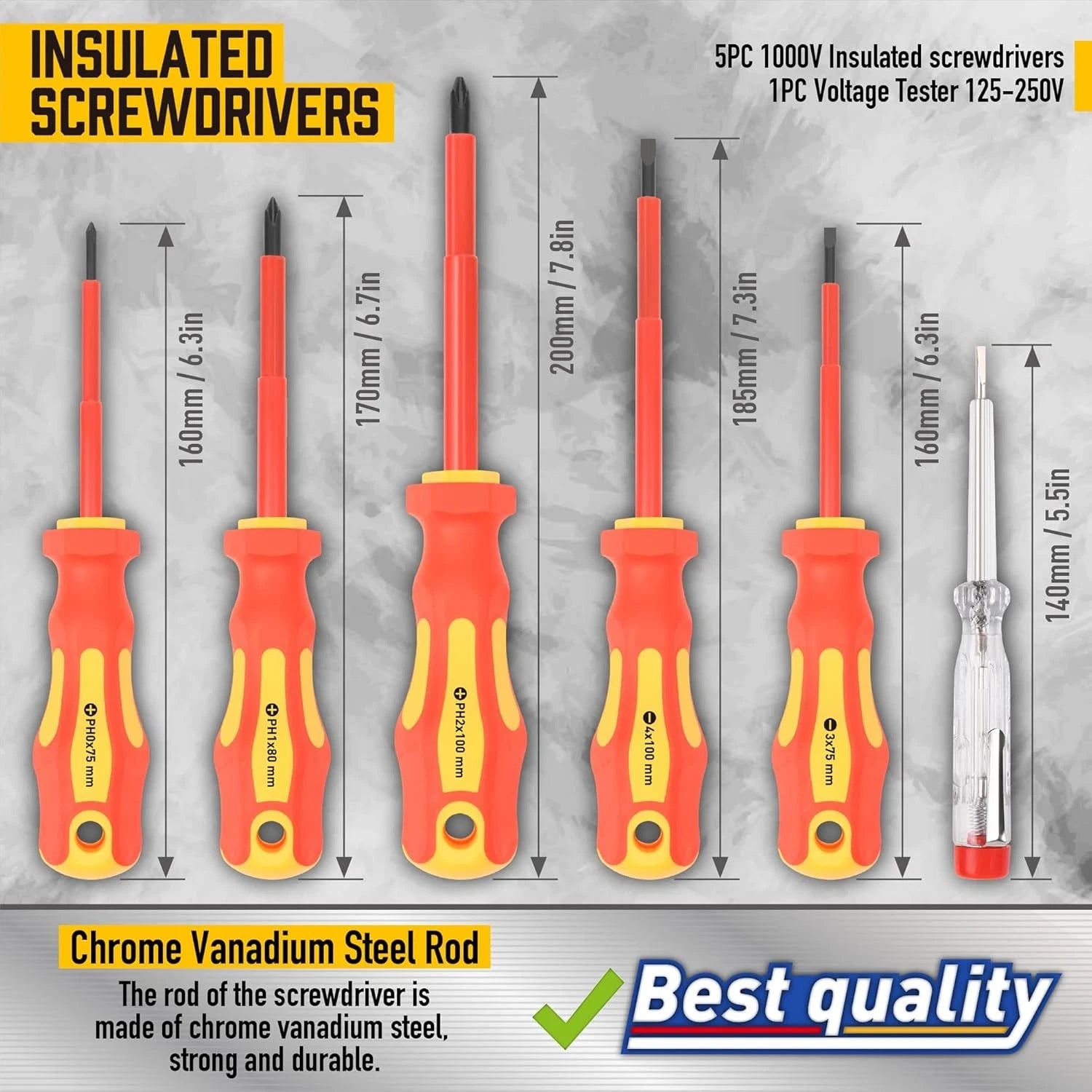 Magnetic Screwdrivers Set with Case, Amartisan 72-piece Includs Yellow
