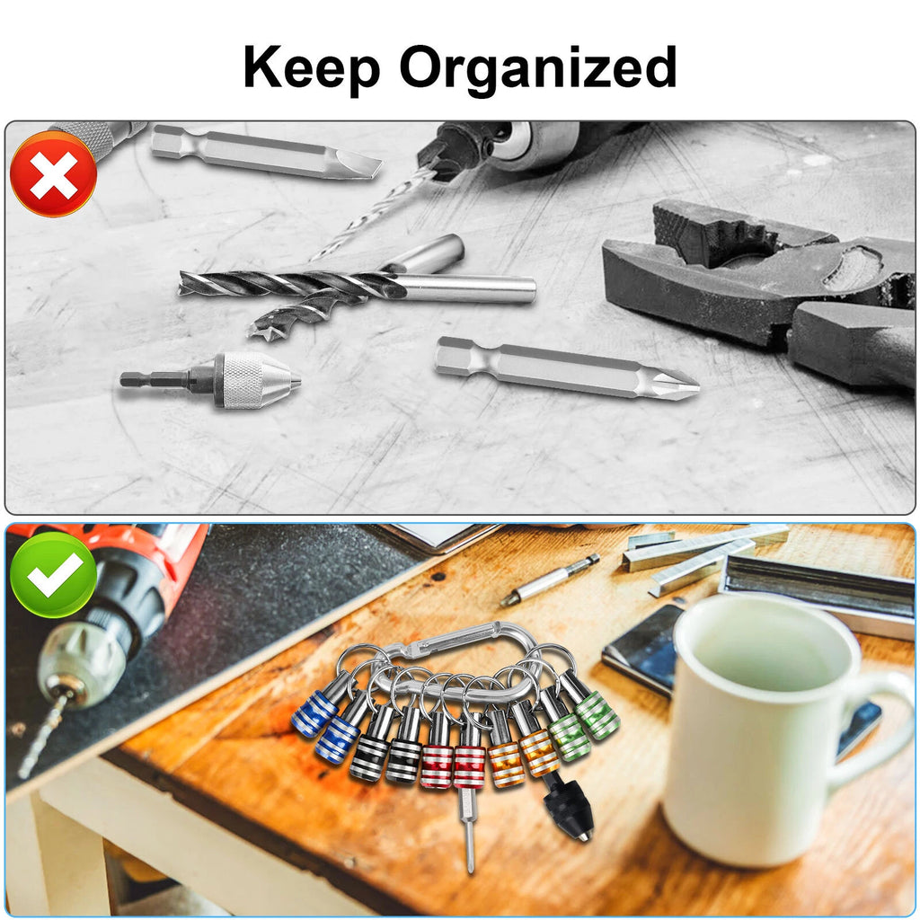 10/5x 1/4" Hex Shank Quick Release Keychain Screwdriver Drill Bit Holder Bit Set