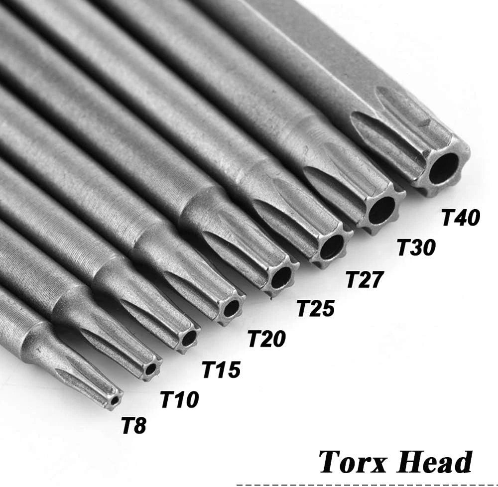 Mesee 8Pcs Long Torx Screwdriver Bit Set, 1/4 Inch Hex Shank T8-T40 Security S2