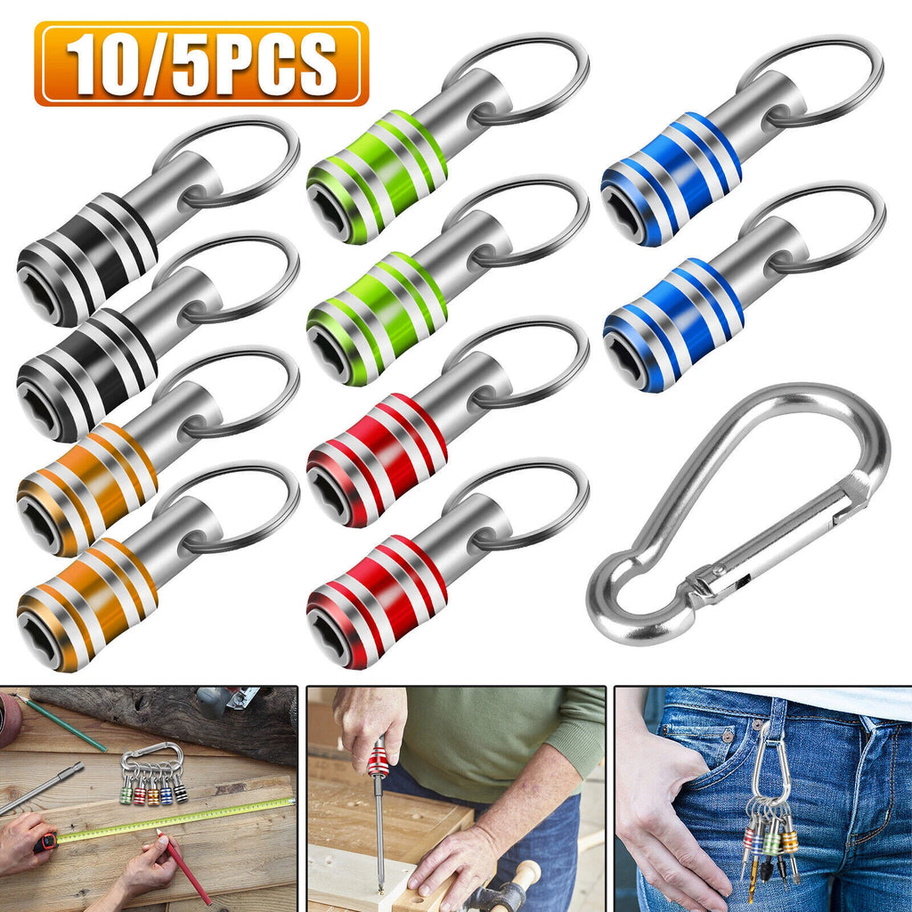 10/5x 1/4" Hex Shank Quick Release Keychain Screwdriver Drill Bit Holder Bit Set