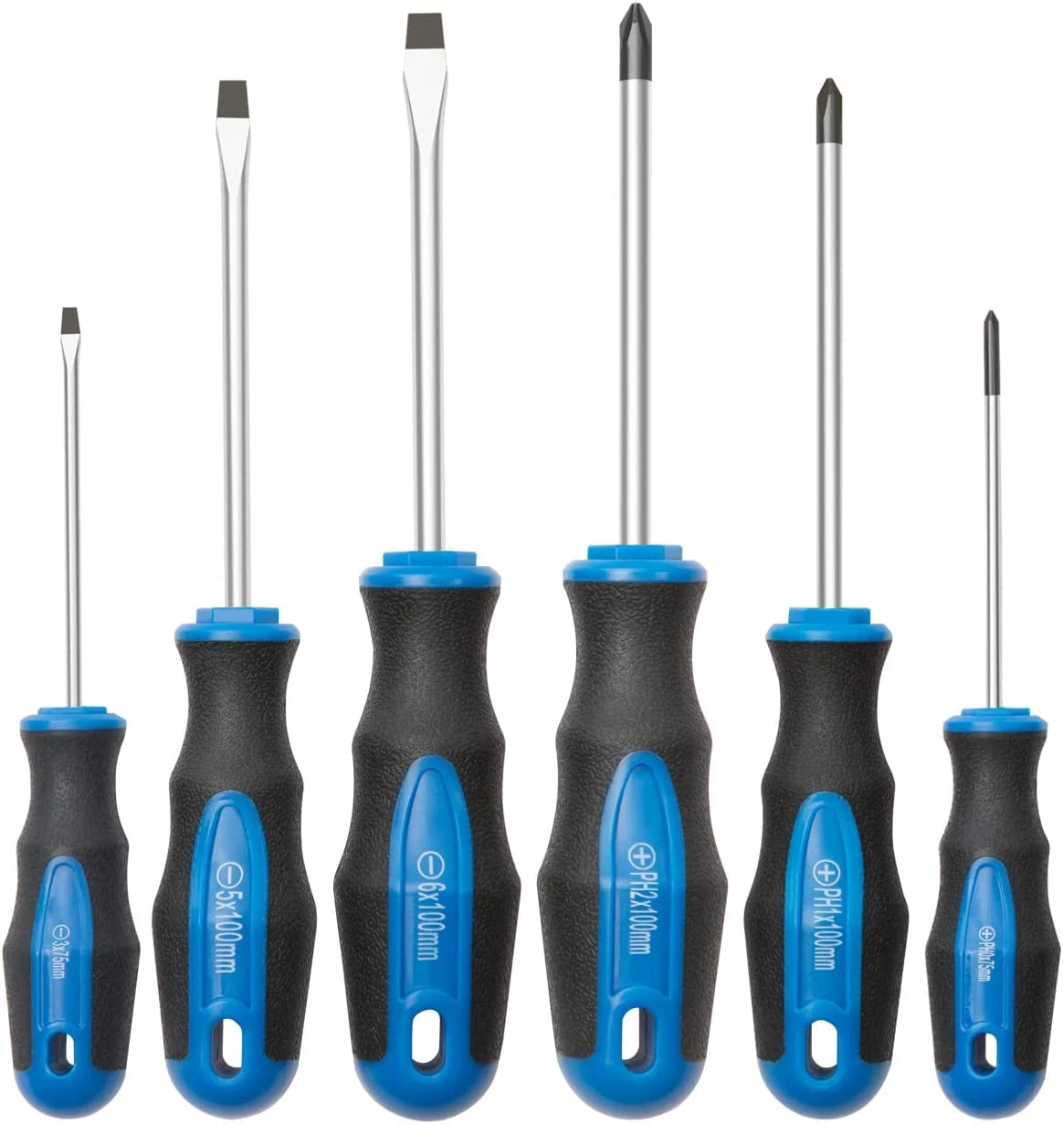 6PCS Magnetic Tip Screwdriver Set, 3 Phillips and 3 Flat, Professional Cushion G