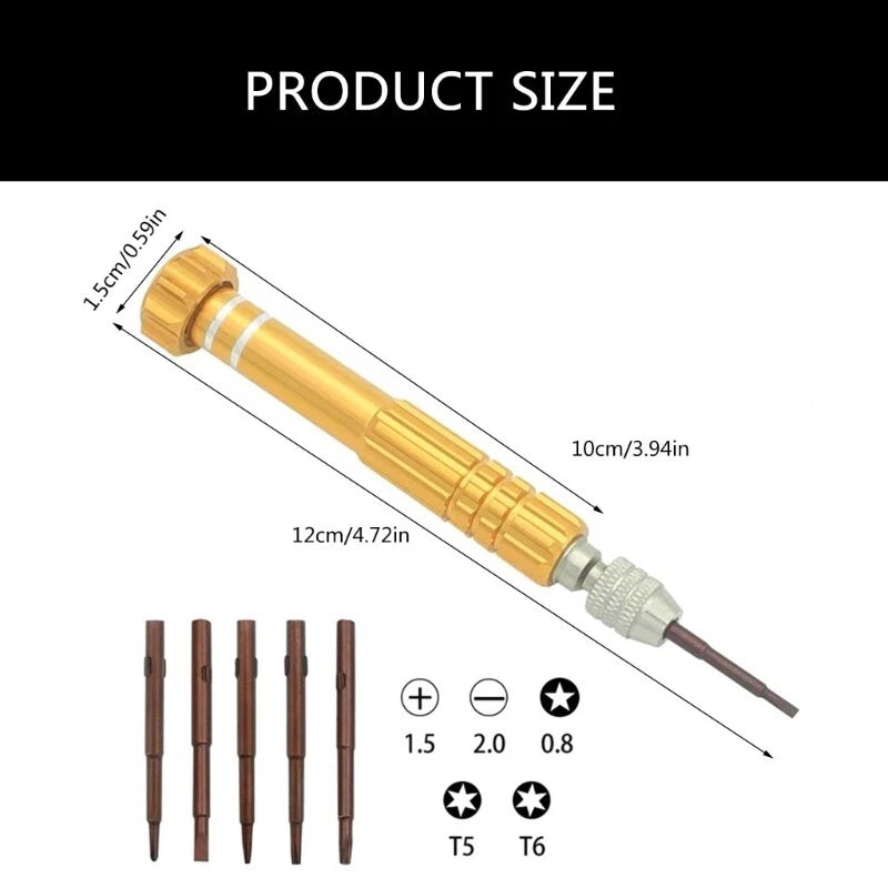 Miniature Precisions Screwdriver Set 5 in 1 Kit for Electronics Watches Glasses