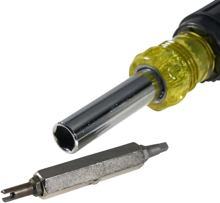 Versatile 11-in-1 Screwdriver/Nut Driver with Schrader Valve Bit—HVAC Essential