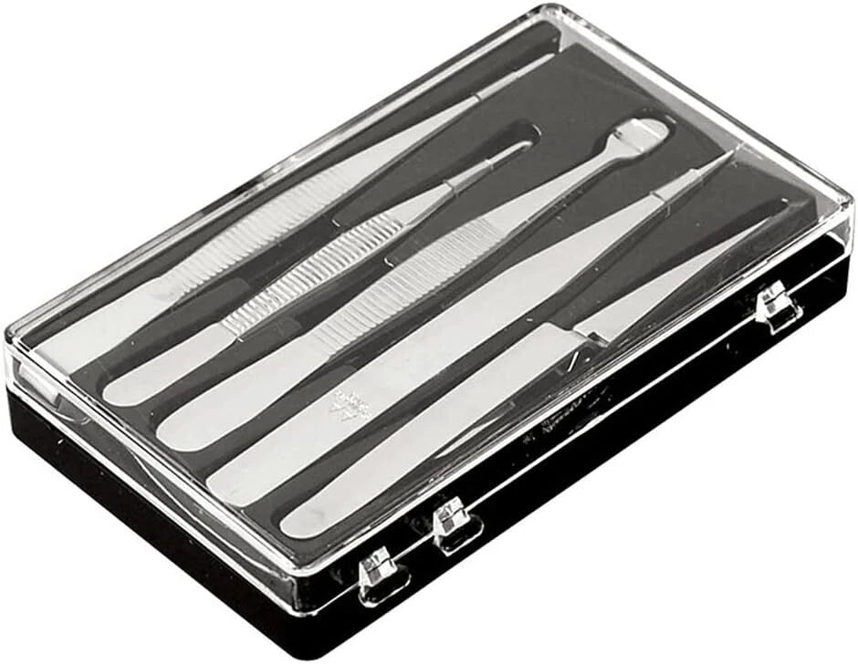 New ANEX Tweezers, Stainless Steel, with Case, Set of 5, No. 1090 from Japan