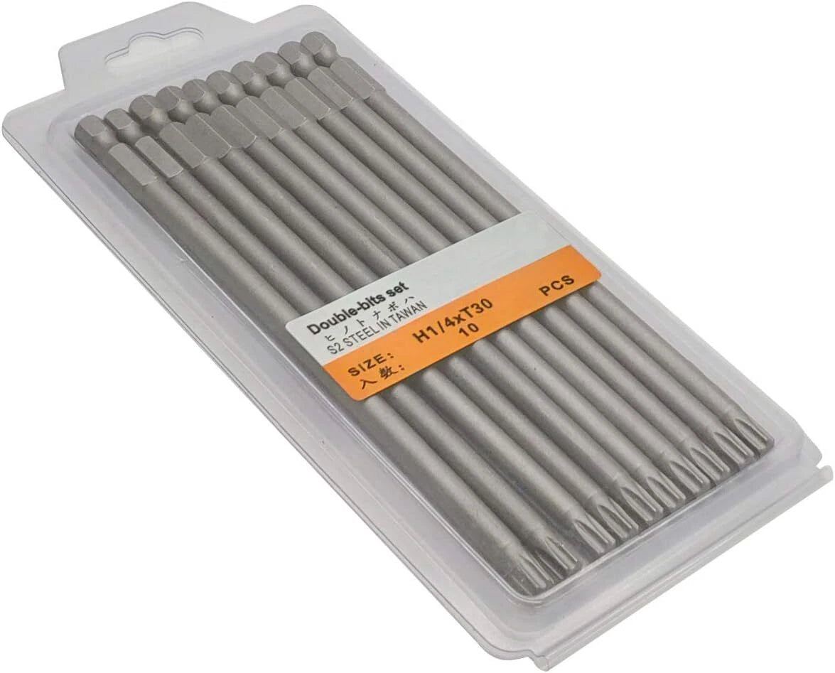 10PCS 6"/150mm T27 Torx Head Screwdriver Bit Set, 1/4 Inch T27, 150mm/6inch