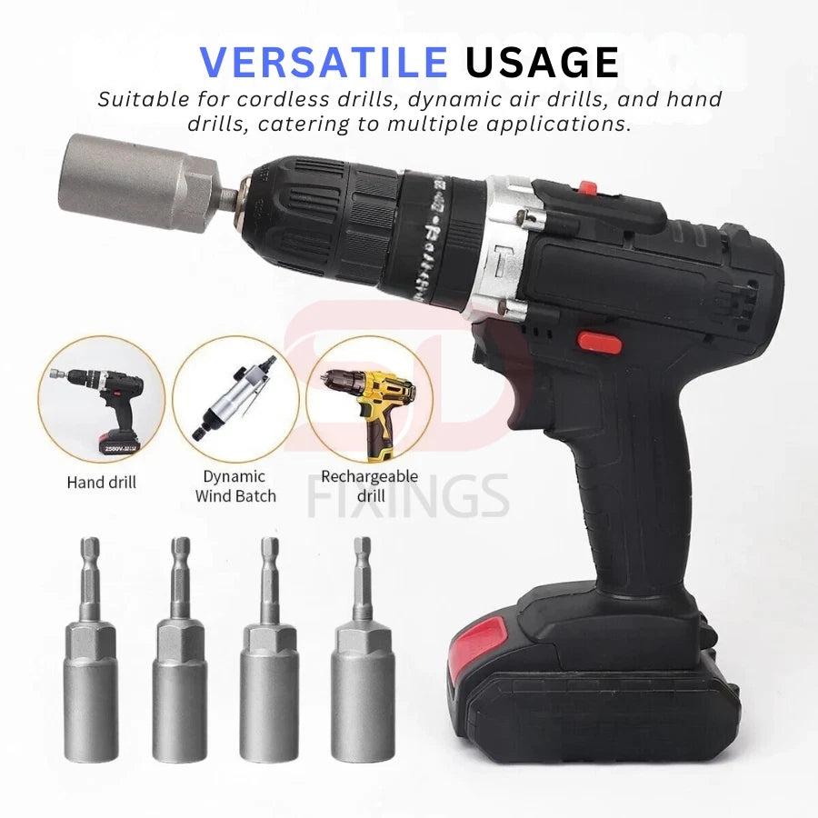 6-19mm Deep Bolt Nut Driver Bit Set 1/4" Hex Shank Impact Socket, Bolt Remover