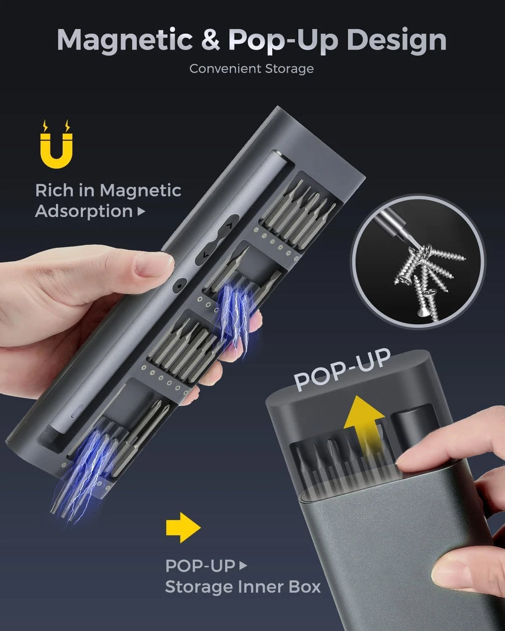 Mini Electric Screwdriver, 62 in 1 Cordless Precision Power Screwdriver Set with