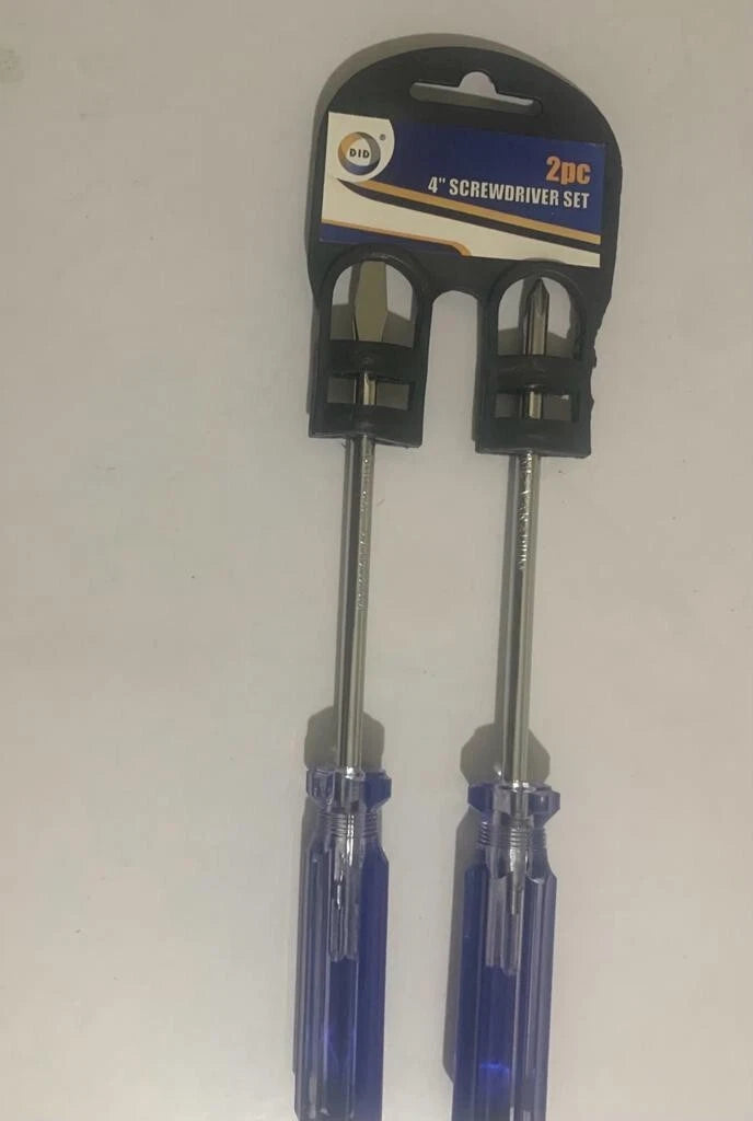 2 Pc Screwdriver Set Flat Screwdriver Cross Philips Screwdriver 4" Screwdrivers