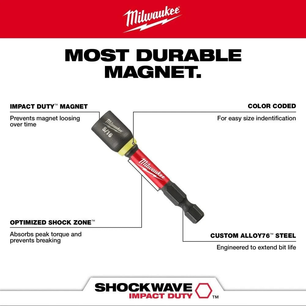 Milwaukee Shockwave Impact Duty 2 9/16 Magnetic Nut Driver Set 4Pc