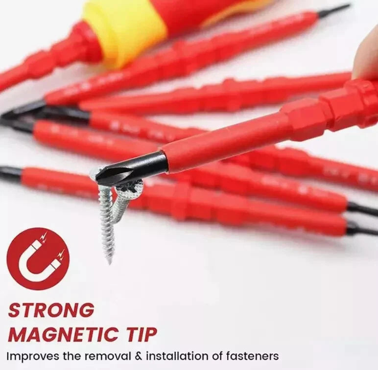 10Pcs VDE Insulated Electrician Interchangeable Head Screwdriver Set & Pouch UK