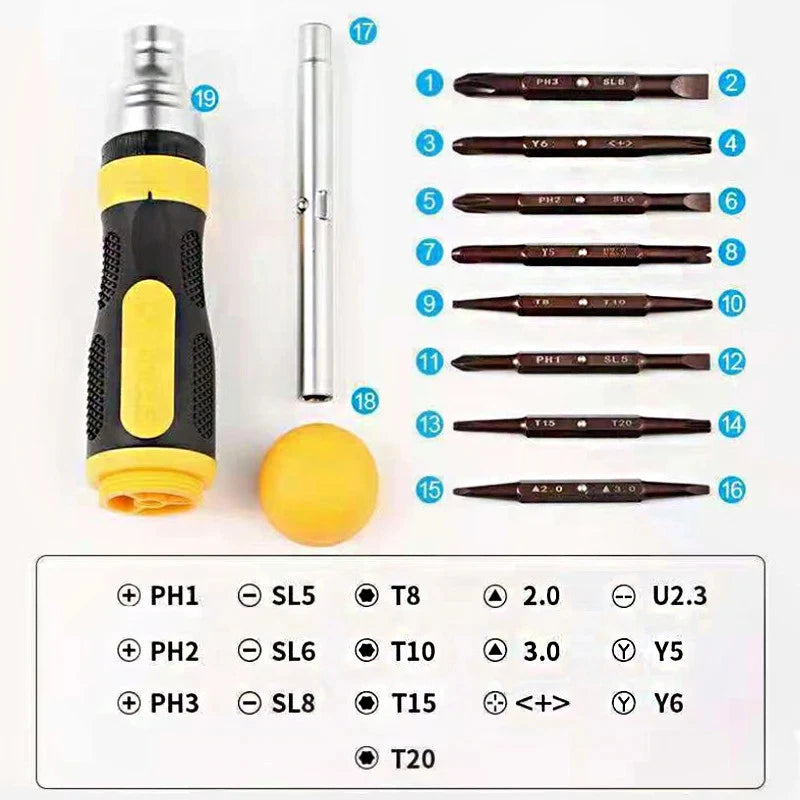 19-in-1 Ratchet Dual-purpose Screwdriver Set Cross Slotted Double-head Manual