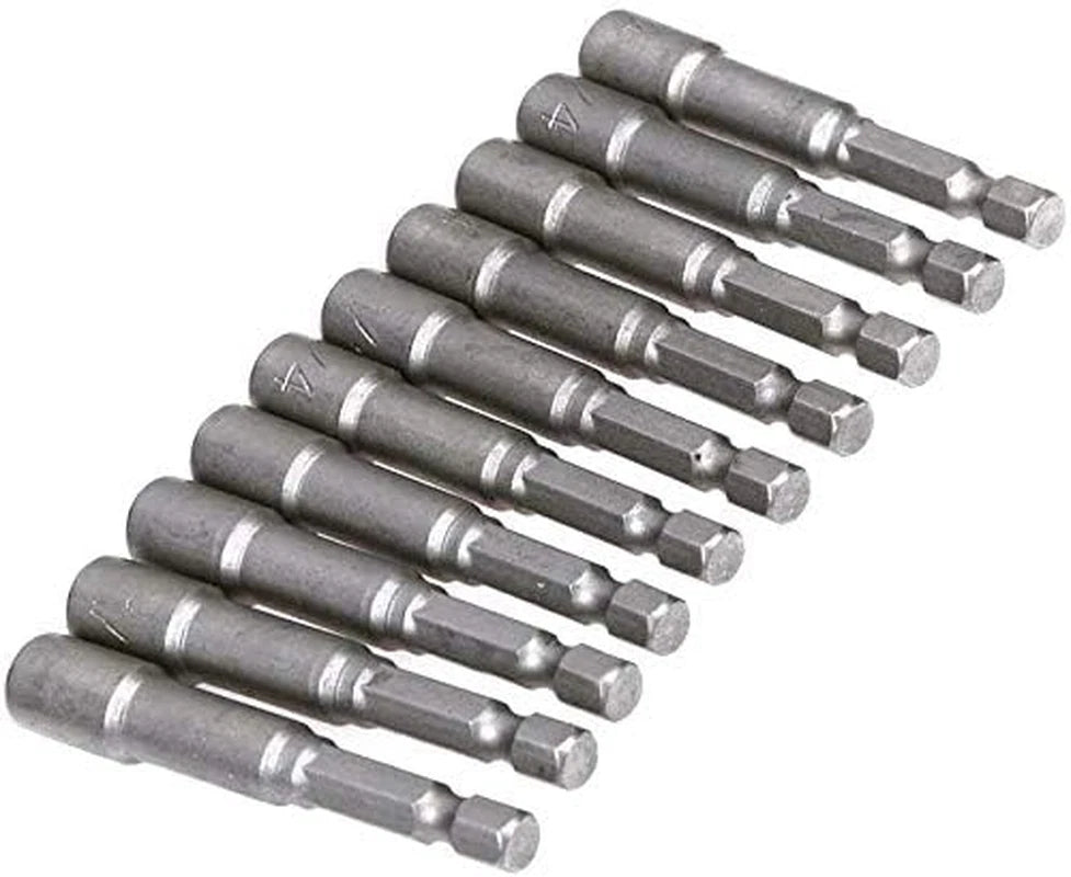 10Pcs 1/4'' Hex Shank Magnetic Power Nut Driver Bit Sets Quick Change Socket Nut