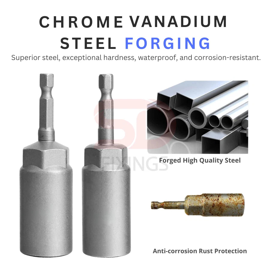 6-19mm Deep Bolt Nut Driver Bit Set 1/4" Hex Shank Impact Socket, Bolt Remover