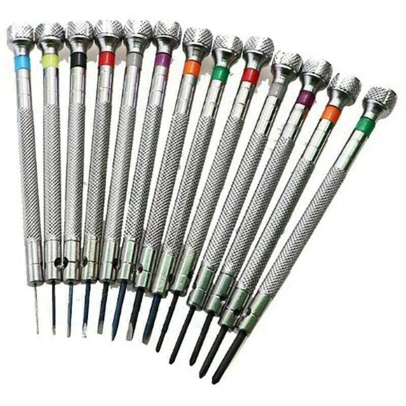 0.6Mm-2.0Mm 13Pcs New Watchmakers Screwdrivers Set Watch Glasses Flat Blade