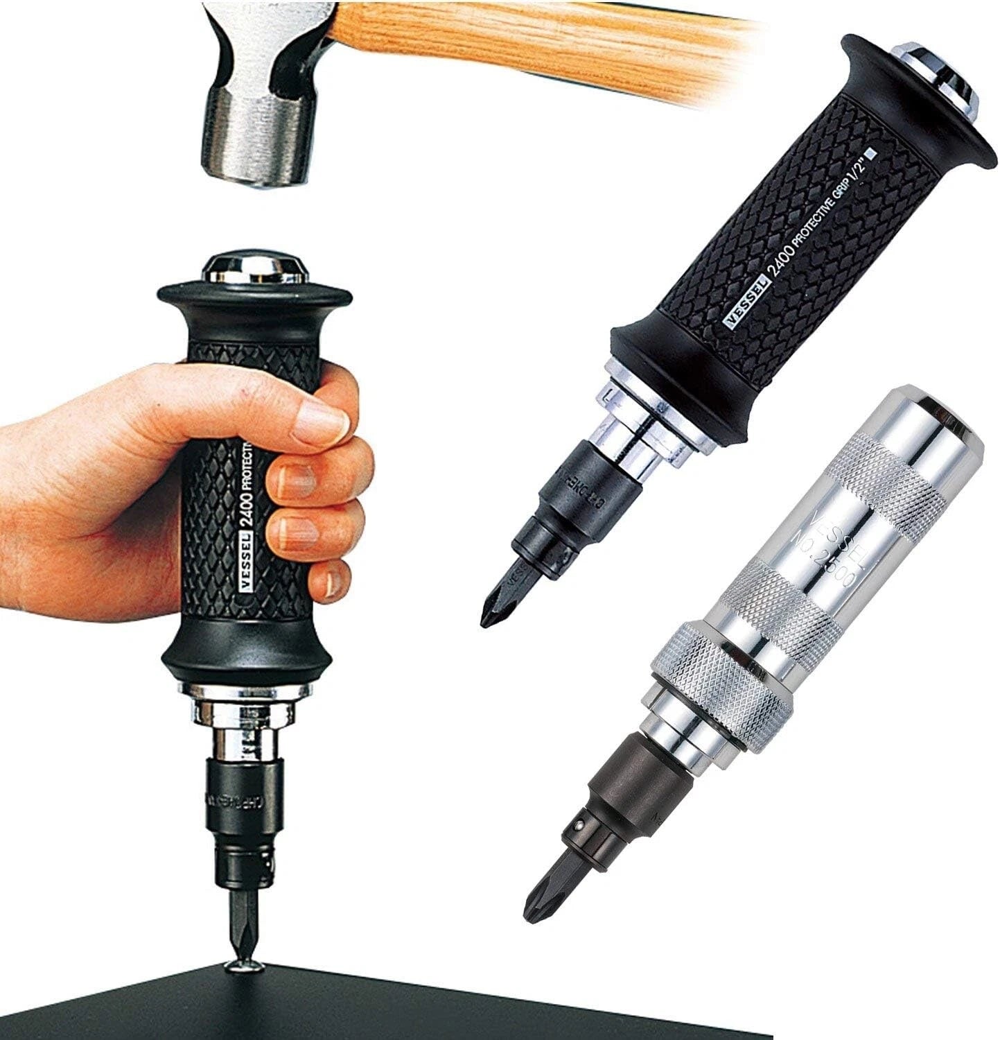 VESSEL BS2500 Impact Screwdriver Bits Heavy Duty 4 Pcs JIS Set