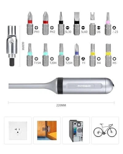 13-in-1 Ratcheting Screwdriver Set with 12 S2 Driver Bits, Direction