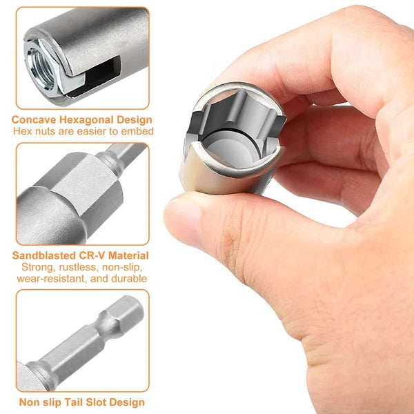 Power Wing Nut Driver Set 1/4" Hex Shank Socket Wrench Extension Screws Eye Tool
