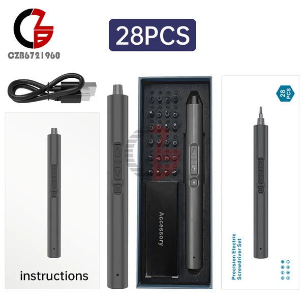 28 IN 1 Precision Electric Screwdriver Set Magnetic Cordless Screwdriver Tool