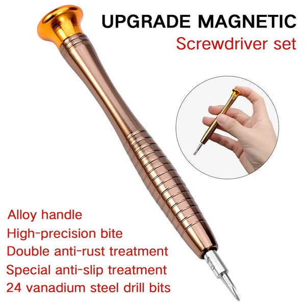 25 in 1 Screwdriver Set Precision Repair Mini Tool Kits with Black Leather Bag