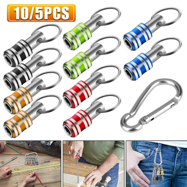 10/5x 1/4" Hex Shank Quick Release Keychain Screwdriver Drill Bit Holder Bit Set
