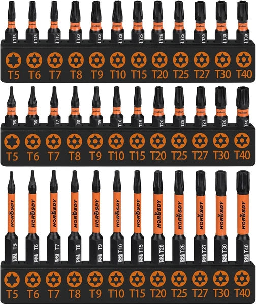12pc Torx Bit Set Security Tamper Proof T5-T40 Star Bit Set for Impact w Box